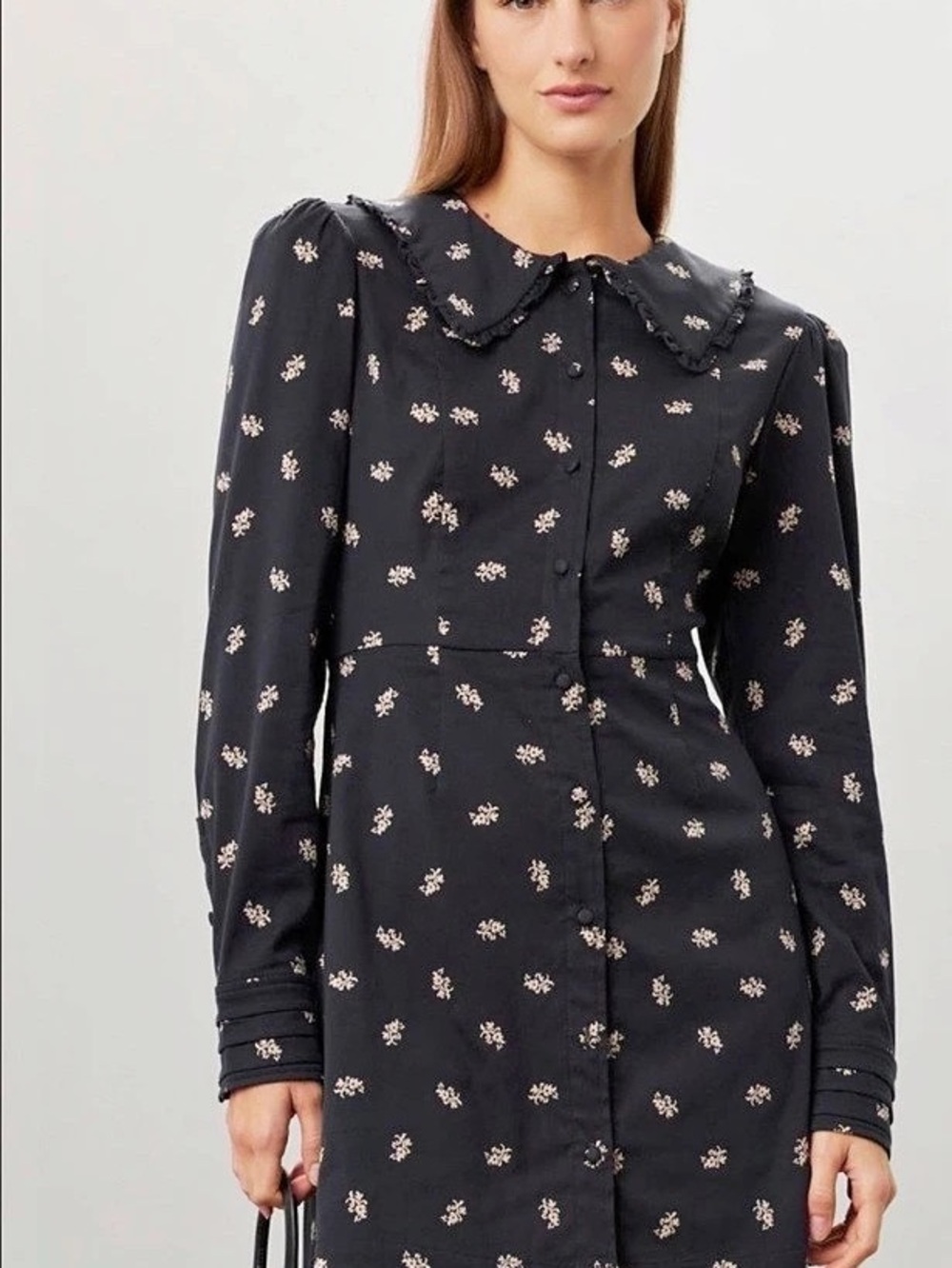 Hill House Floral Mini Dress in Black Like New